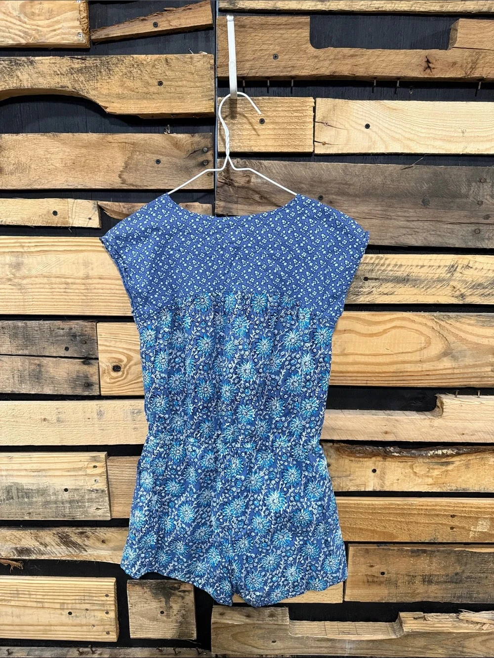 GAP Girls Boho  Floral Print Romper In Blue Nova‎ Size Large